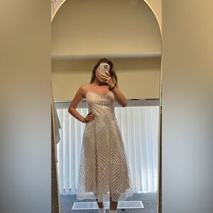 Elegant Champagne Spaghetti Strap Dress